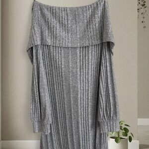 City vibe Grey off the shoulder sweater dress